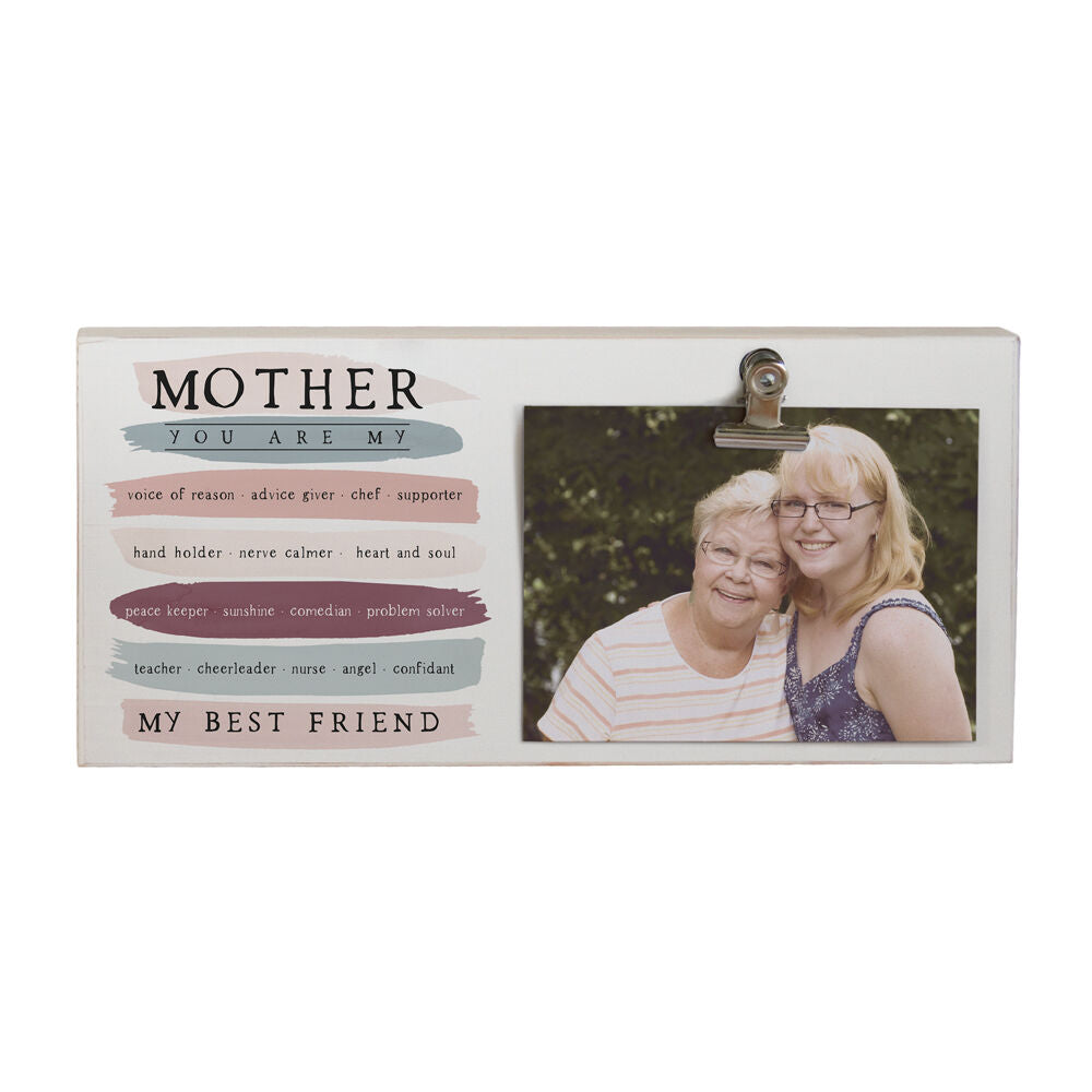 A handcrafted display from SincereSurroundings features a photo of two people smiling. To the left, text reads: "Mother, you are my voice of reason, advice giver, chef, supporter, hand holder, nerve calmer, heart and soul, peace keeper, sunshine..." This cherished "Mother You Are My" keepsake brings the warmth of Rock Rapids IA to any home.