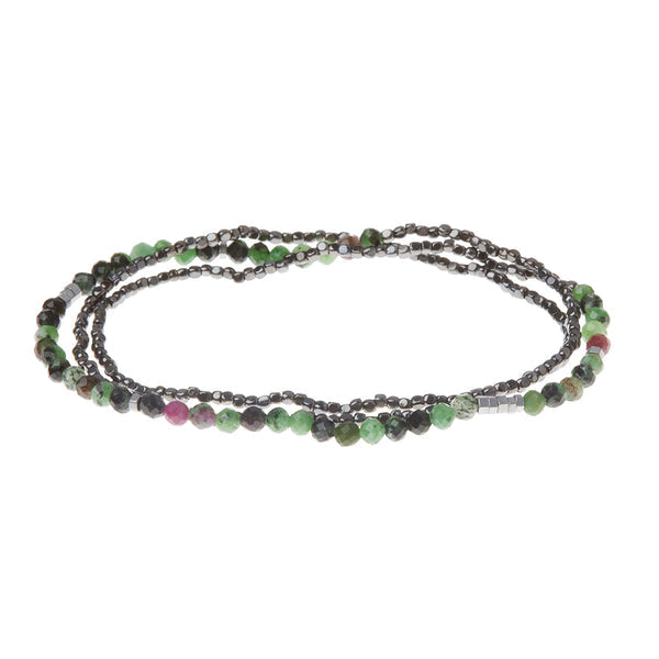 Ruby Zoisite Hematite Delicate Wrap