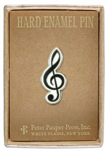 The Treble Clef Pin by PeterPauperP, elegantly crafted in hard enamel, is a must-have for any collection. Presented in a charming gift box, it's the perfect keepsake for music lovers.